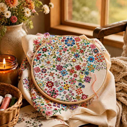 🌸 Bloom a Day Cross Stitch Set
