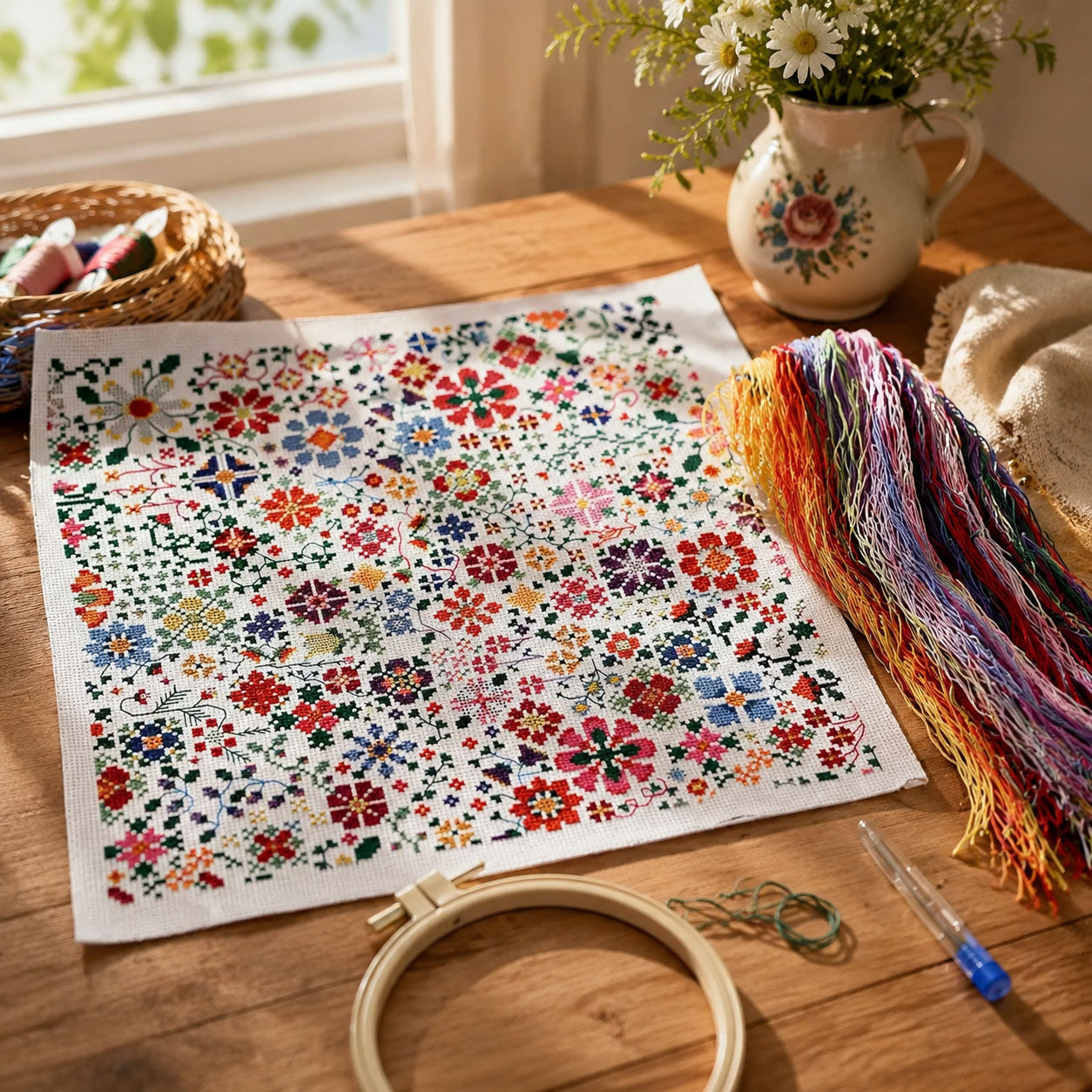🌸 Bloom a Day Cross Stitch Set