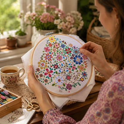 🌸 Bloom a Day Cross Stitch Set
