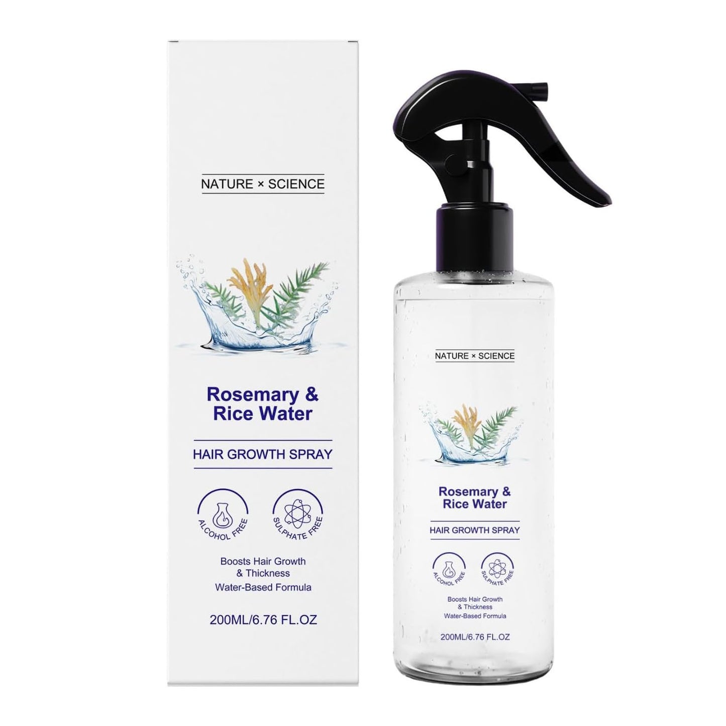 Rosemary Water and Rice Water Hair Spray for Frizz and Smoothness