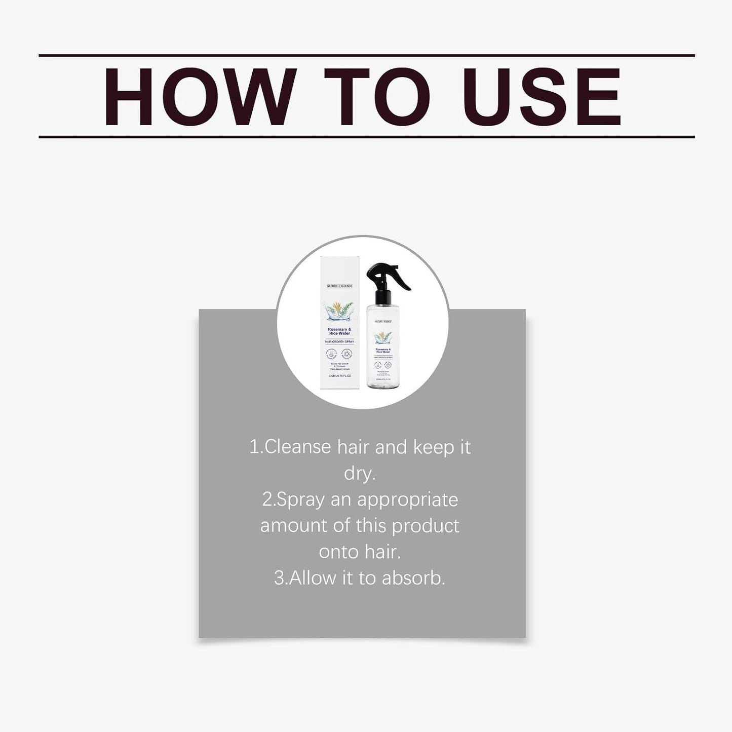 Rosemary Water and Rice Water Hair Spray for Frizz and Smoothness