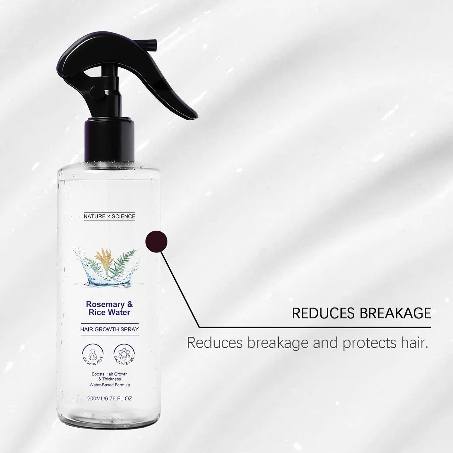 Rosemary Water and Rice Water Hair Spray for Frizz and Smoothness
