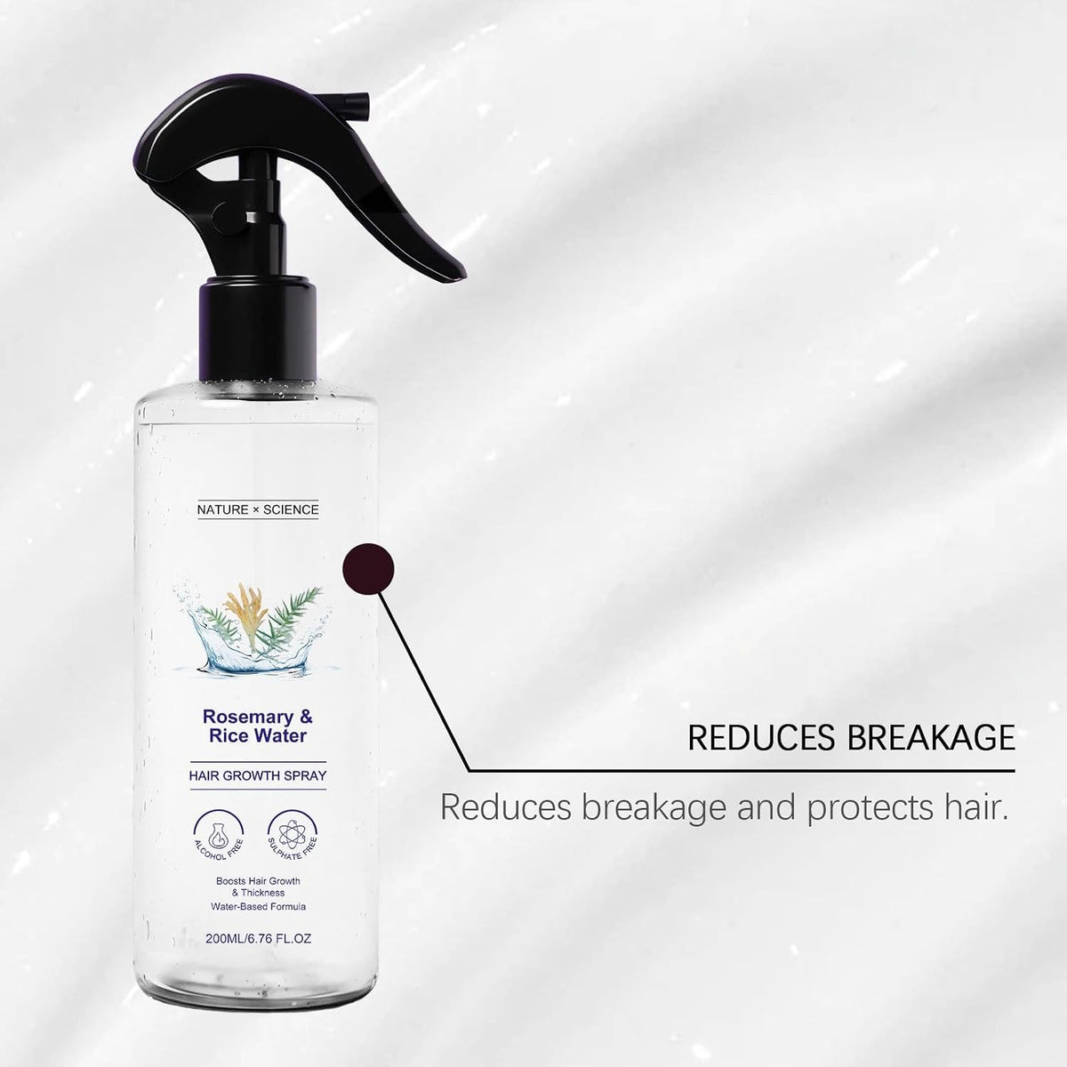 Rosemary Water and Rice Water Hair Spray for Frizz and Smoothness