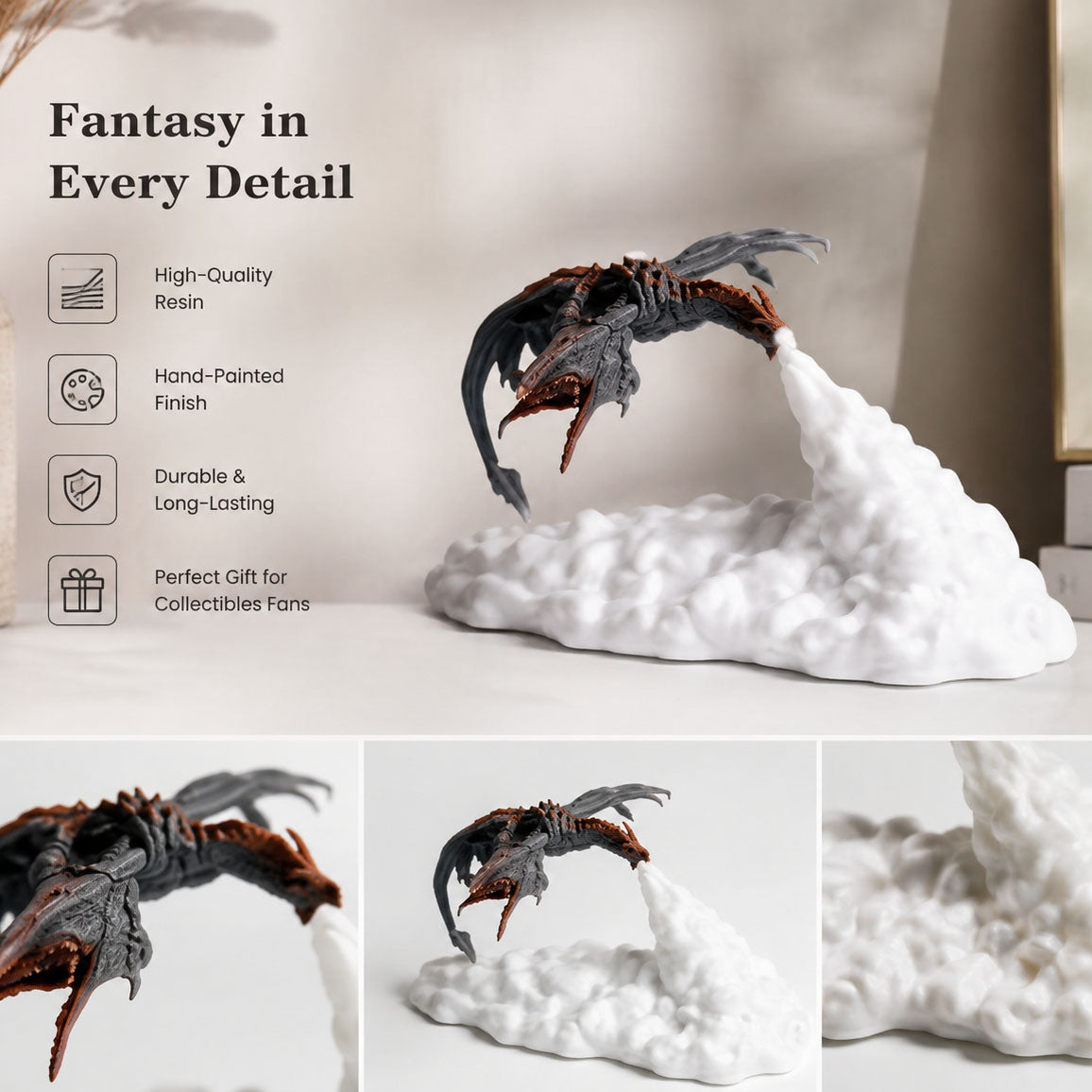 🔥 Fire Dragon 3D Sculpture Dragon Lamp