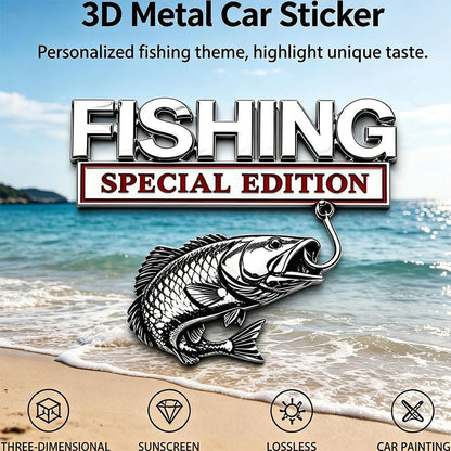 3D Metal Fish Hook Emblem, Fishing Special Edition