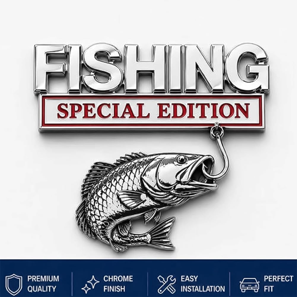 3D Metal Fish Hook Emblem, Fishing Special Edition