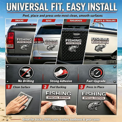 3D Metal Fish Hook Emblem, Fishing Special Edition