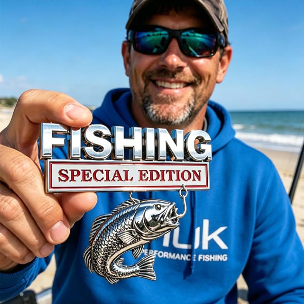 3D Metal Fish Hook Emblem, Fishing Special Edition