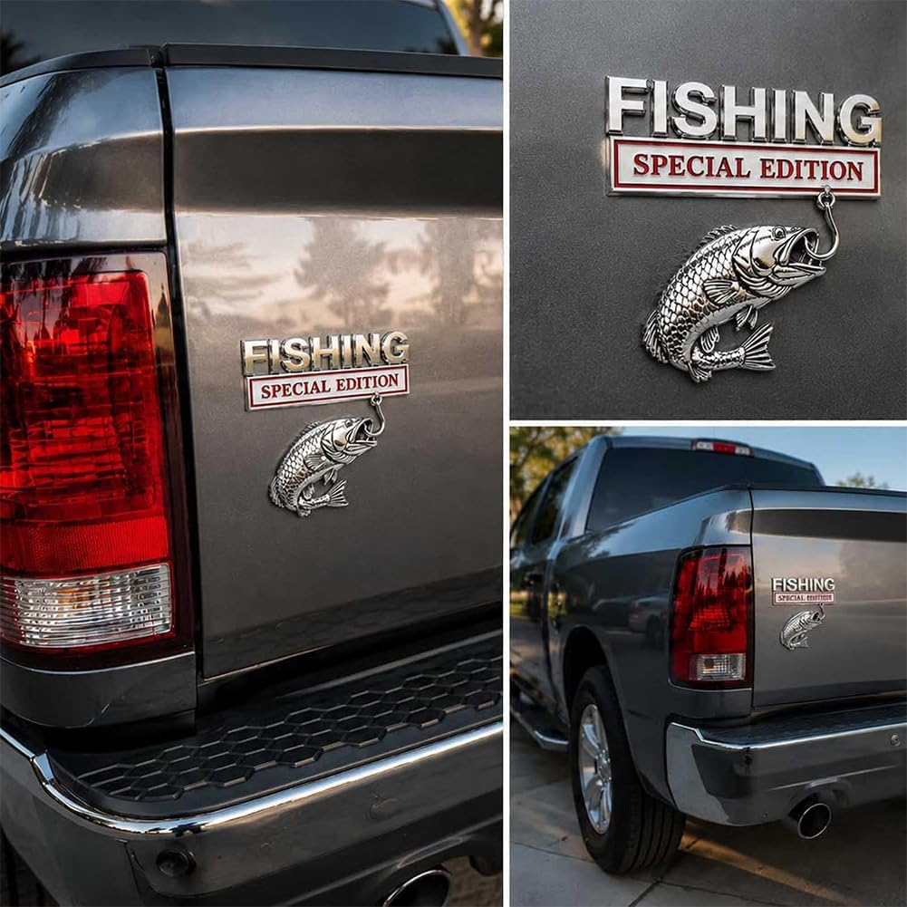 3D Metal Fish Hook Emblem, Fishing Special Edition