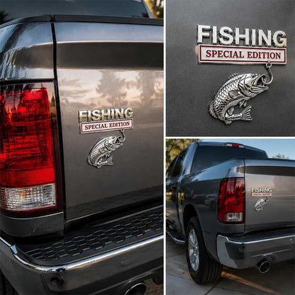 3D Metal Fish Hook Emblem, Fishing Special Edition