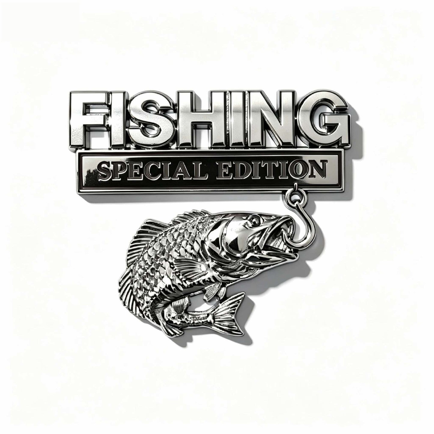 3D Metal Fish Hook Emblem, Fishing Special Edition