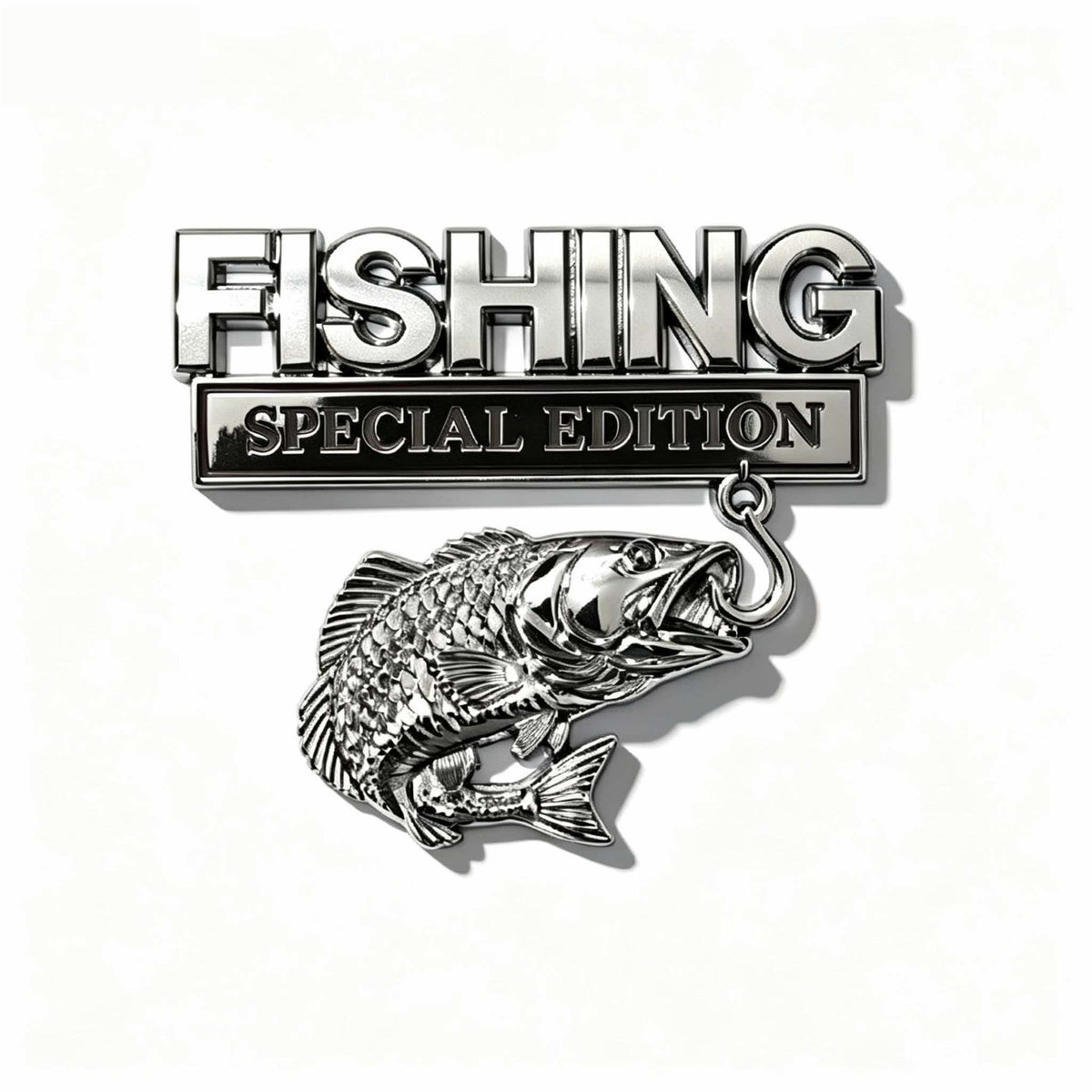 3D Metal Fish Hook Emblem, Fishing Special Edition