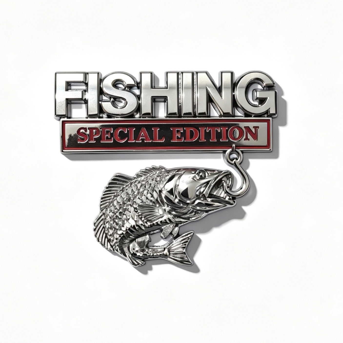 3D Metal Fish Hook Emblem, Fishing Special Edition