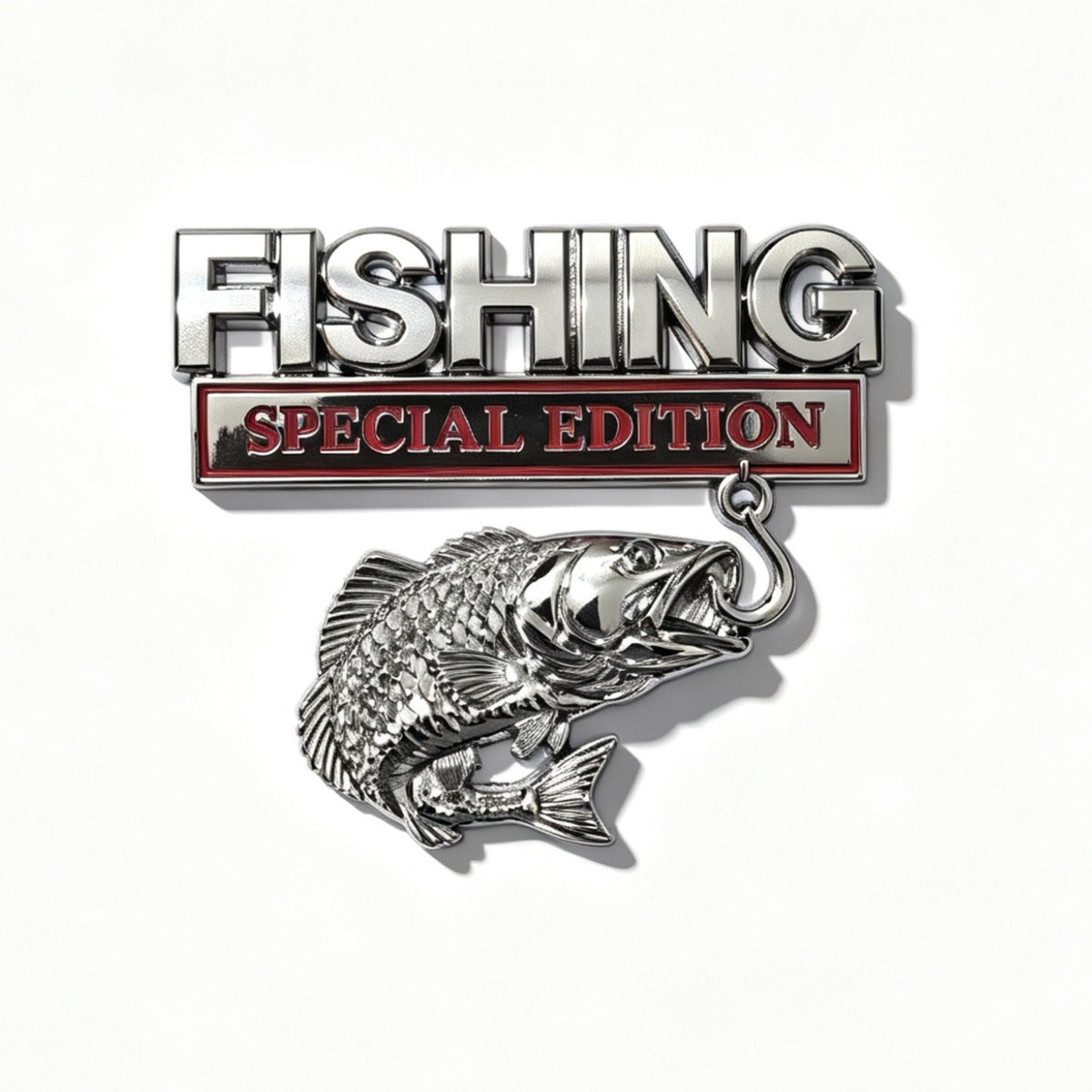 3D Metal Fish Hook Emblem, Fishing Special Edition