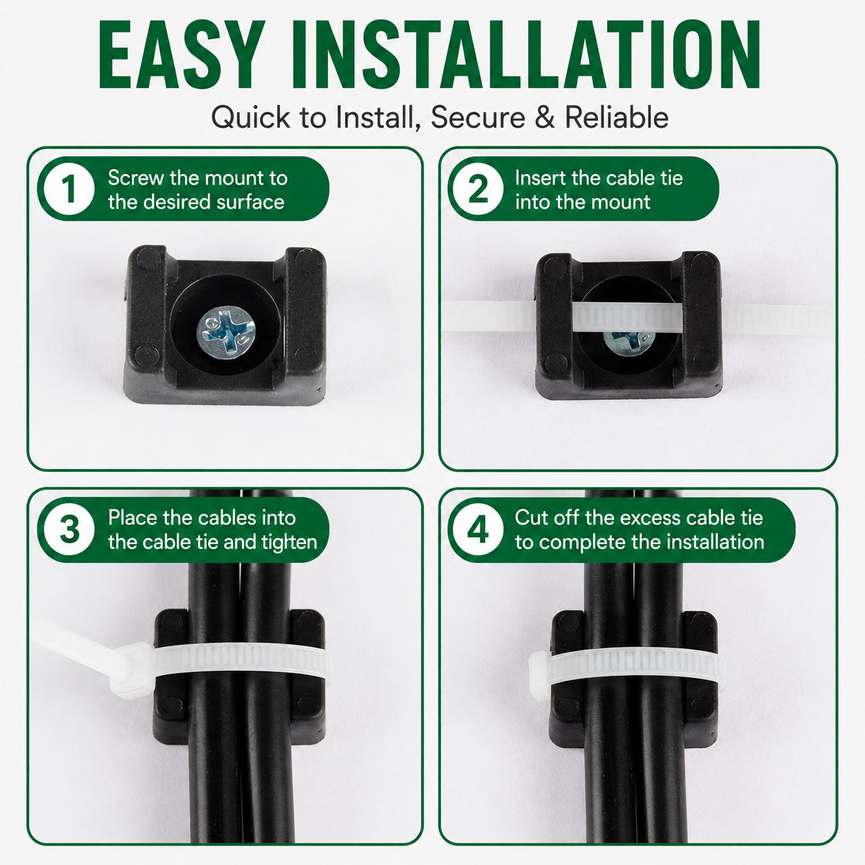 🧲 Magnetic Cable Tie Mounts - No-Drill,Cable Organizer for Desk, Garage & RV