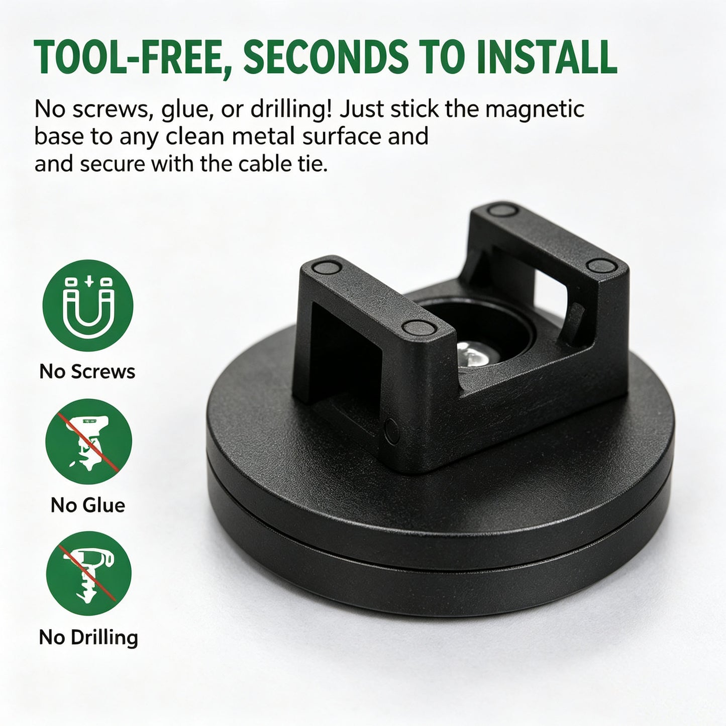 🧲 Magnetic Cable Tie Mounts - No-Drill,Cable Organizer for Desk, Garage & RV
