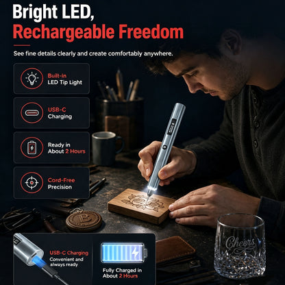 ⚡Engraving Pen with LED Lights, 5 Variable Speed