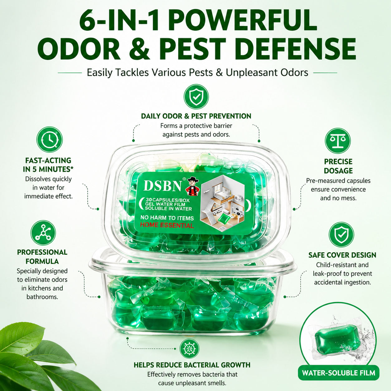 🌊 Drain Deodorizer Gel Pods – Odor Eliminator for Fresh & Clean Drains
