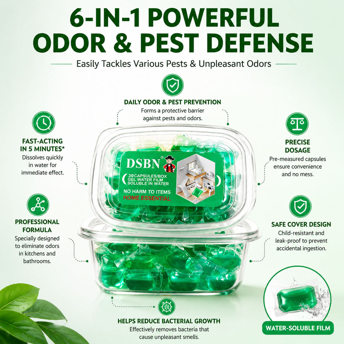 dht™⭐Drain Deodorizer Gel Pods – Odor Eliminator for Fresh & Clean Drains