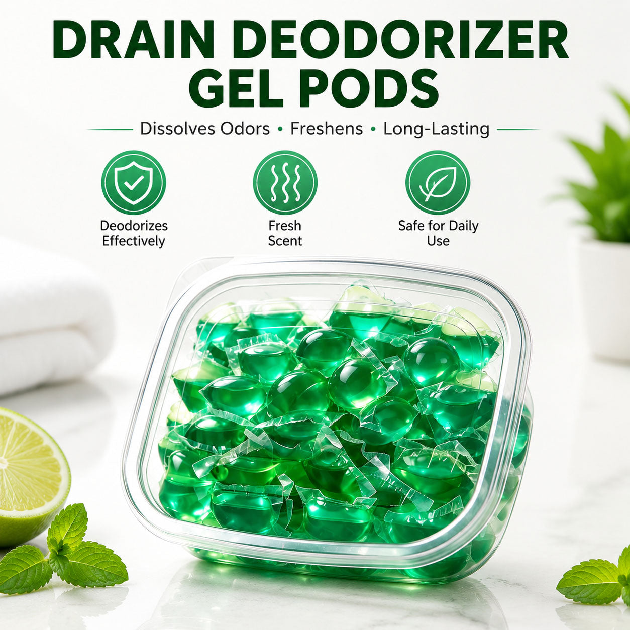🌊 Drain Deodorizer Gel Pods – Odor Eliminator for Fresh & Clean Drains