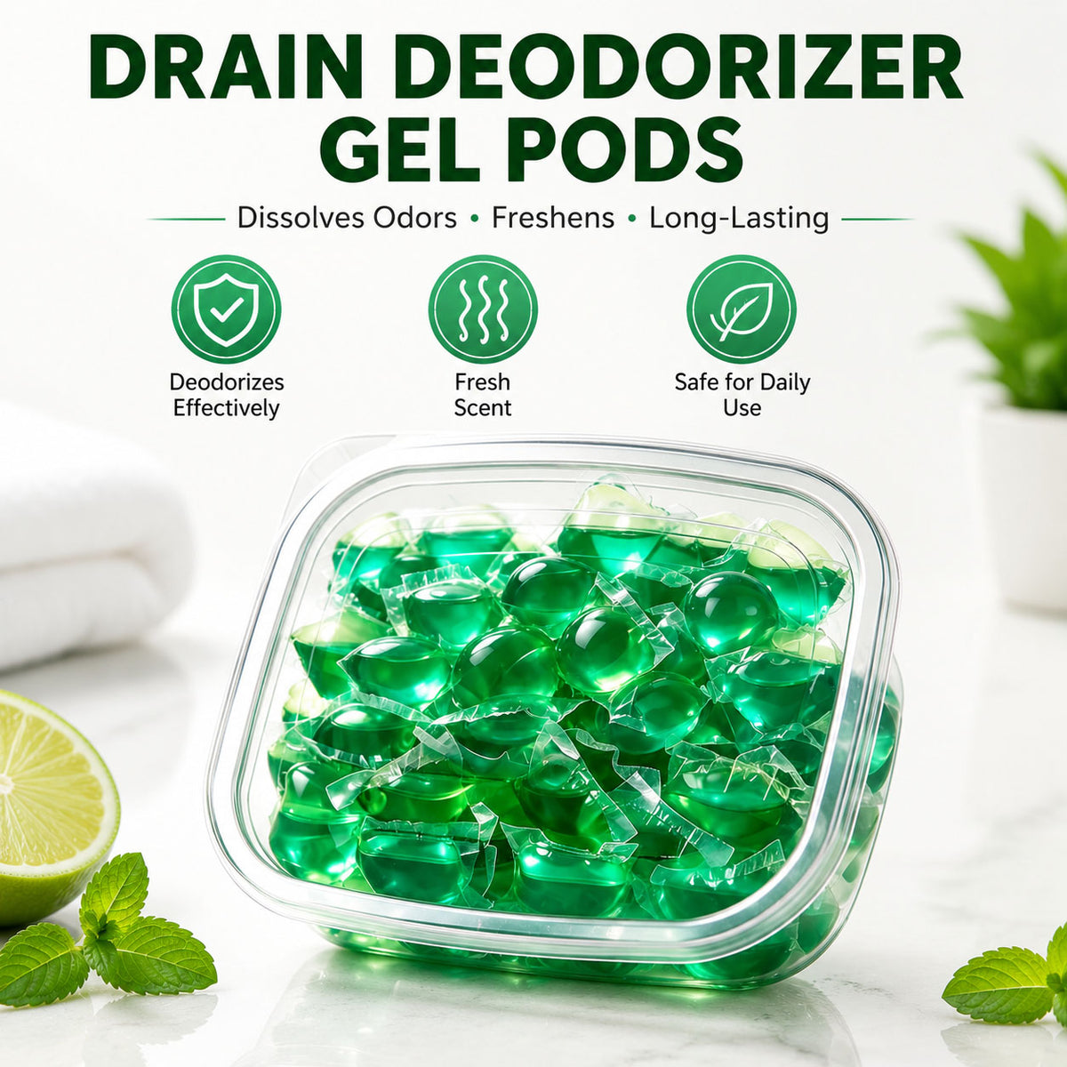 dht™⭐Drain Deodorizer Gel Pods – Odor Eliminator for Fresh & Clean Drains