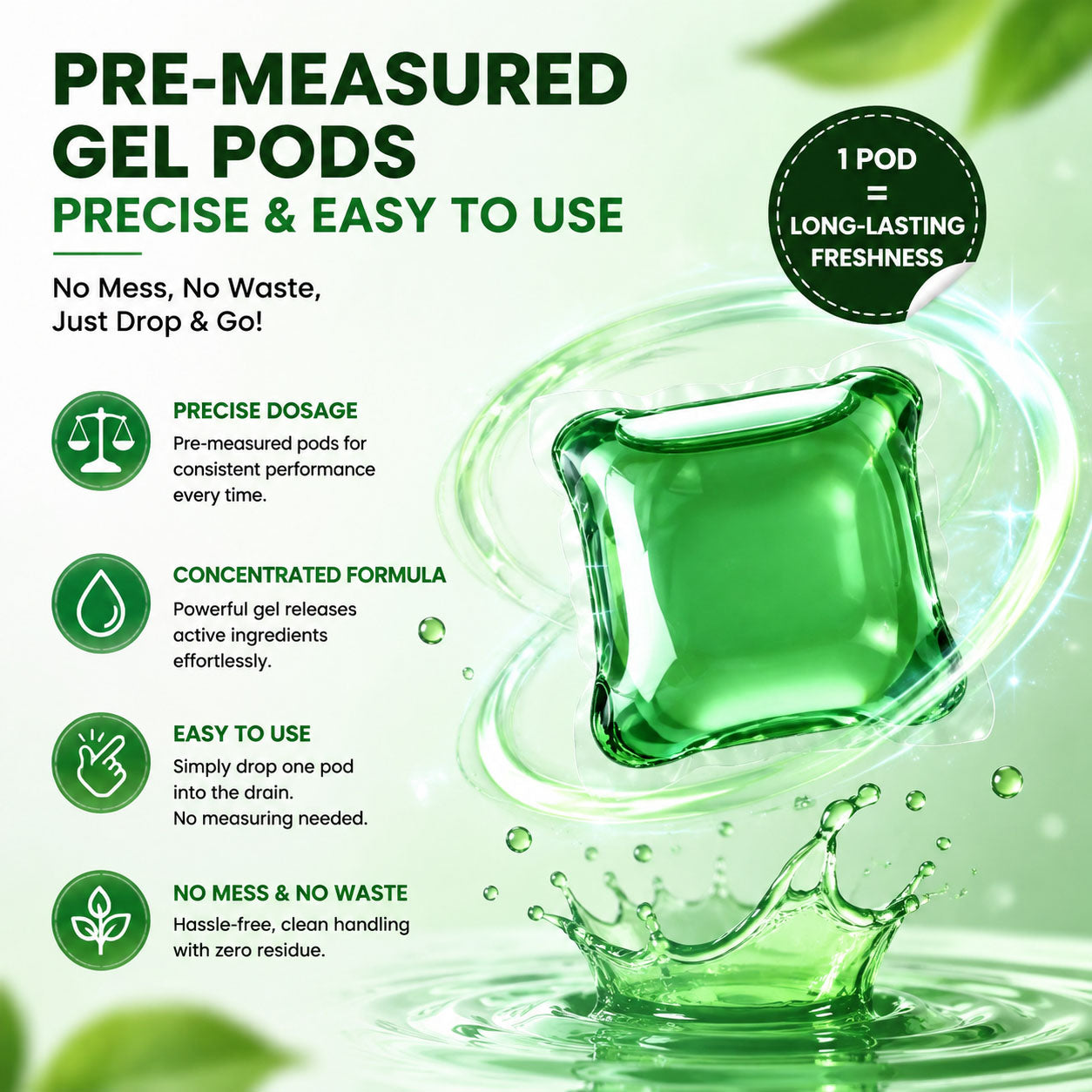 🌊 Drain Deodorizer Gel Pods – Odor Eliminator for Fresh & Clean Drains