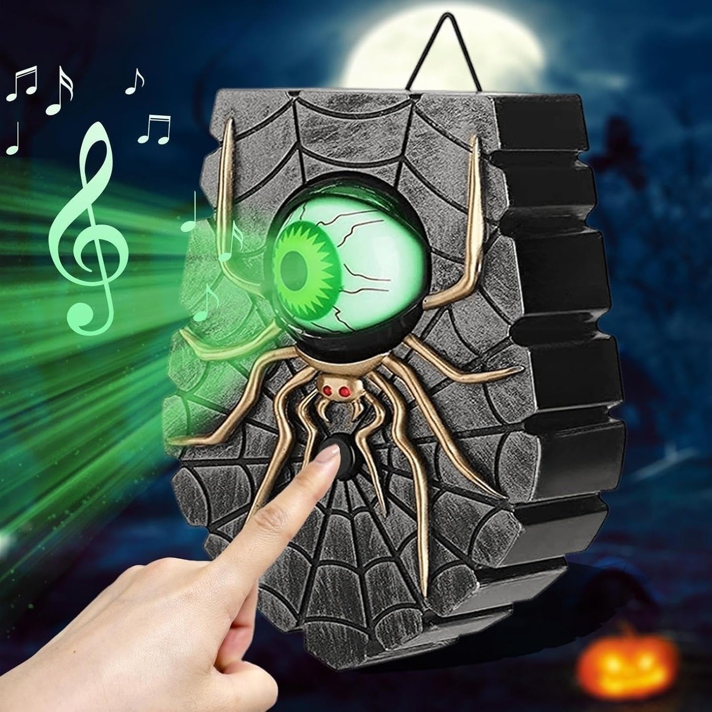 👻 Halloween Horror Spider Doorbell – Moving Eyeball & Glow