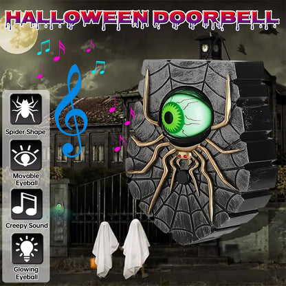 👻 Halloween Horror Spider Doorbell – Moving Eyeball & Glow