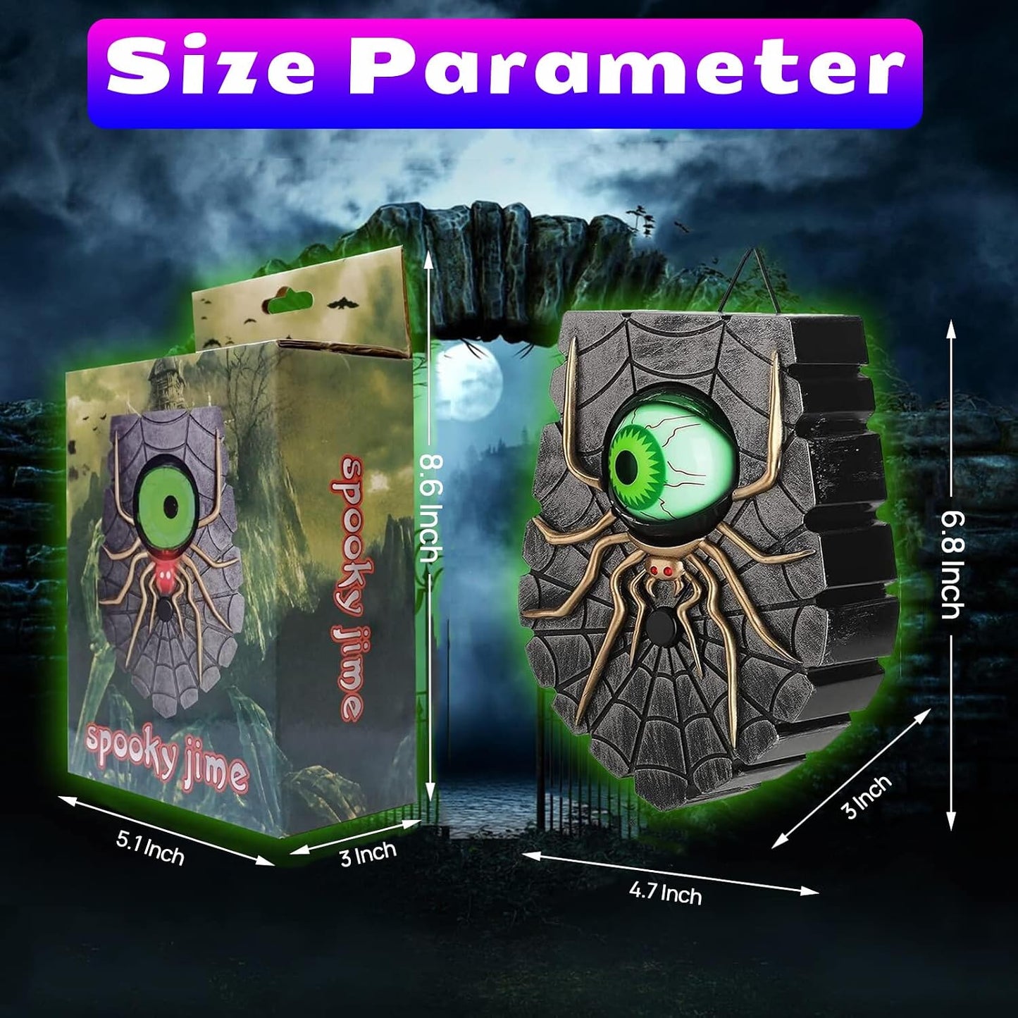 👻 Halloween Horror Spider Doorbell – Moving Eyeball & Glow