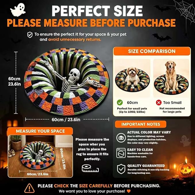 🎃3D Halloween Rug, Novelty Ghost Skeleton 3D Optical Illusion Rugs