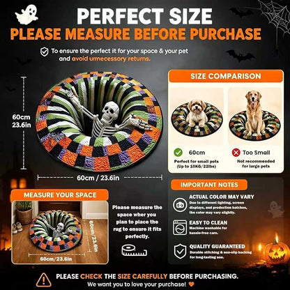 🎃3D Halloween Rug, Novelty Ghost Skeleton 3D Optical Illusion Rugs