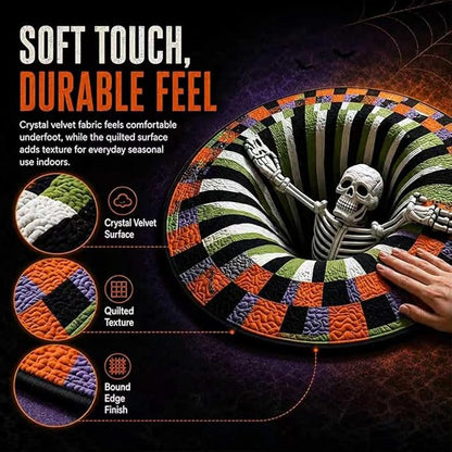 🎃3D Halloween Rug, Novelty Ghost Skeleton 3D Optical Illusion Rugs