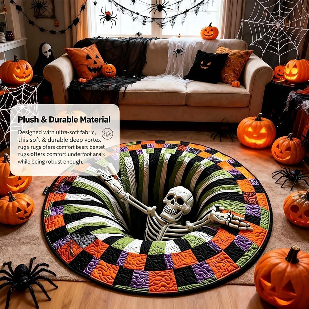 🎃3D Halloween Rug, Novelty Ghost Skeleton 3D Optical Illusion Rugs