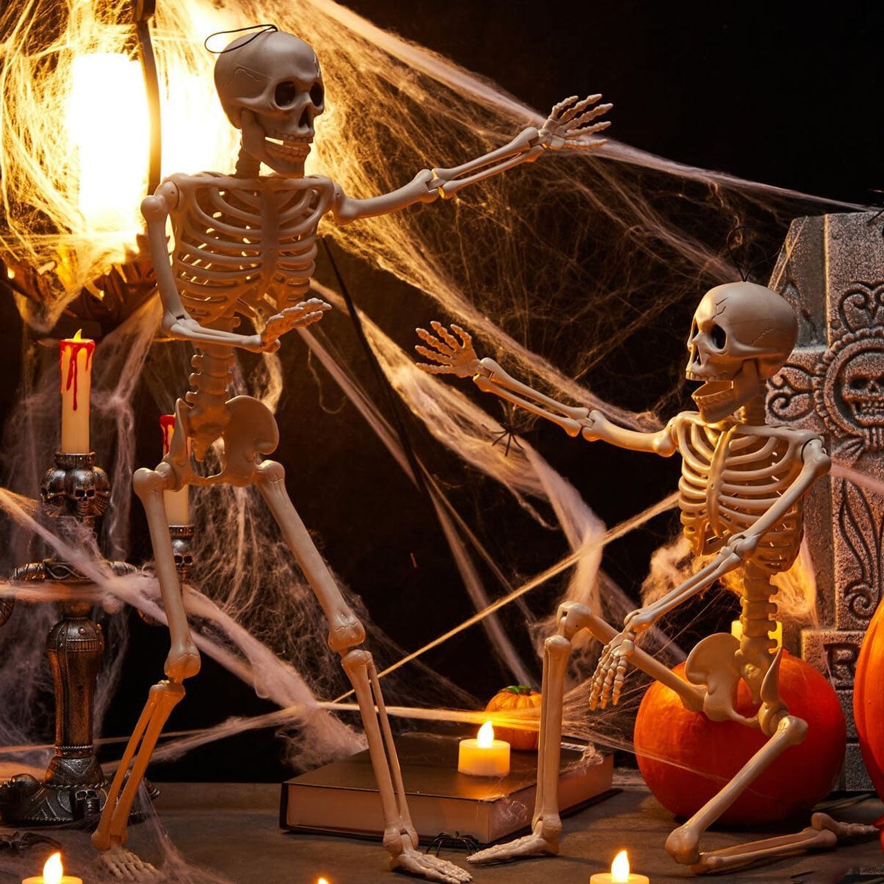 🦀💀 Full-Body Posable White Plastic Human Skeleton Suitable for Halloween