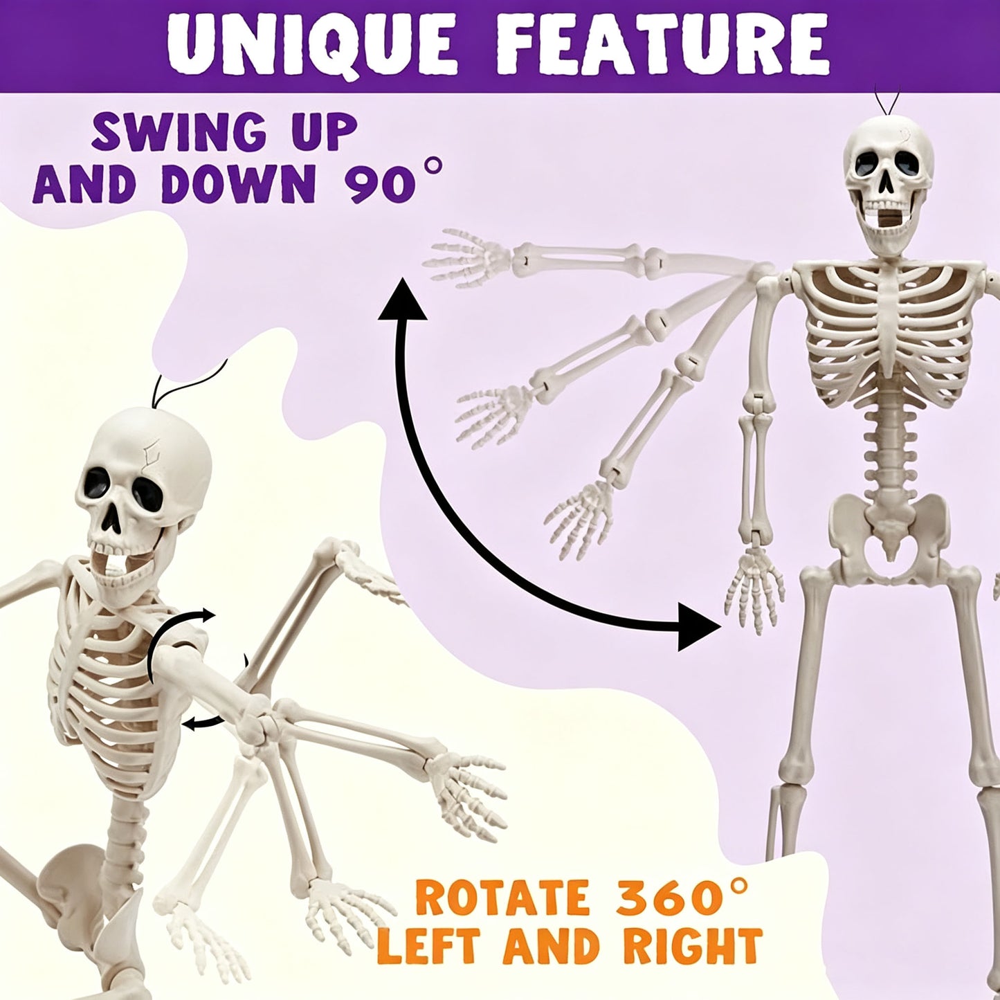 🦀💀 Full-Body Posable White Plastic Human Skeleton Suitable for Halloween