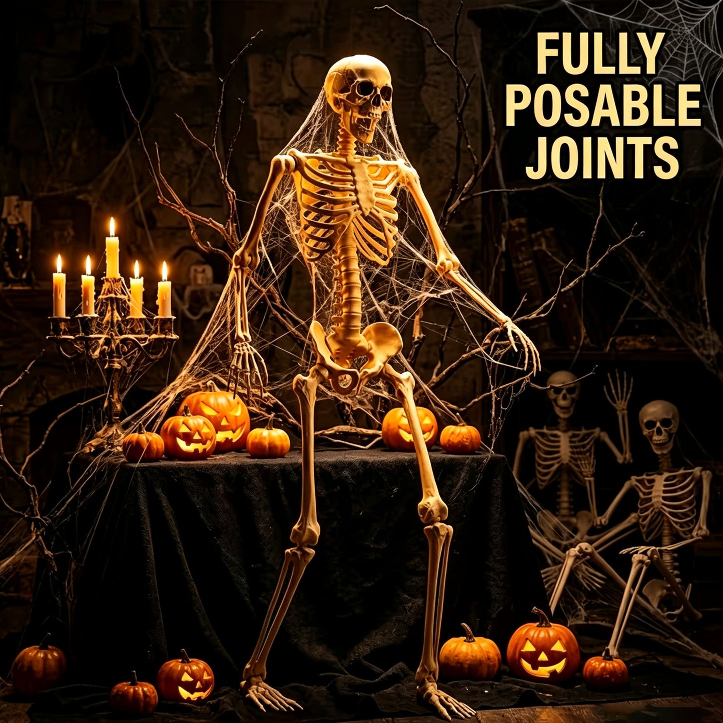 🦀💀 Full-Body Posable White Plastic Human Skeleton Suitable for Halloween