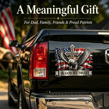 🦅 In God We Trust Bald Eagle American Flag 3D Metal Car Emblem Badge