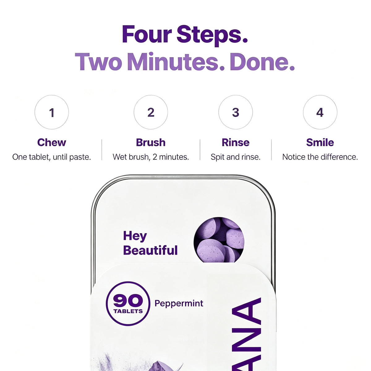 💜🦷Purple Toothpaste Tablets with Hydroxyapatite & PAP | Fluoride-Free, SLS-Free, Vegan | Purple Tone-Correcting Formula