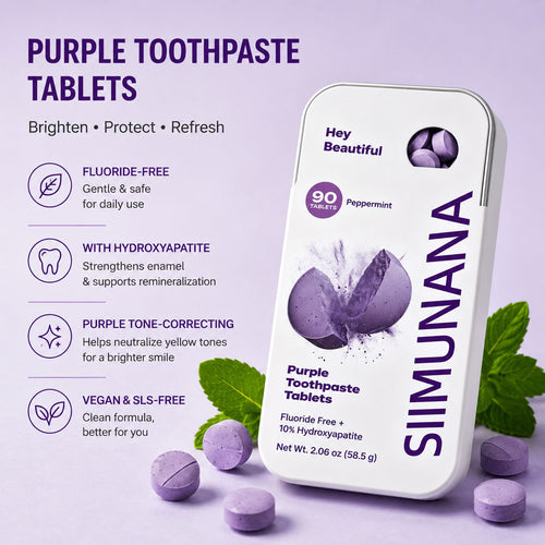 💜🦷Purple Toothpaste Tablets with Hydroxyapatite & PAP | Fluoride-Free, SLS-Free, Vegan | Purple Tone-Correcting Formula