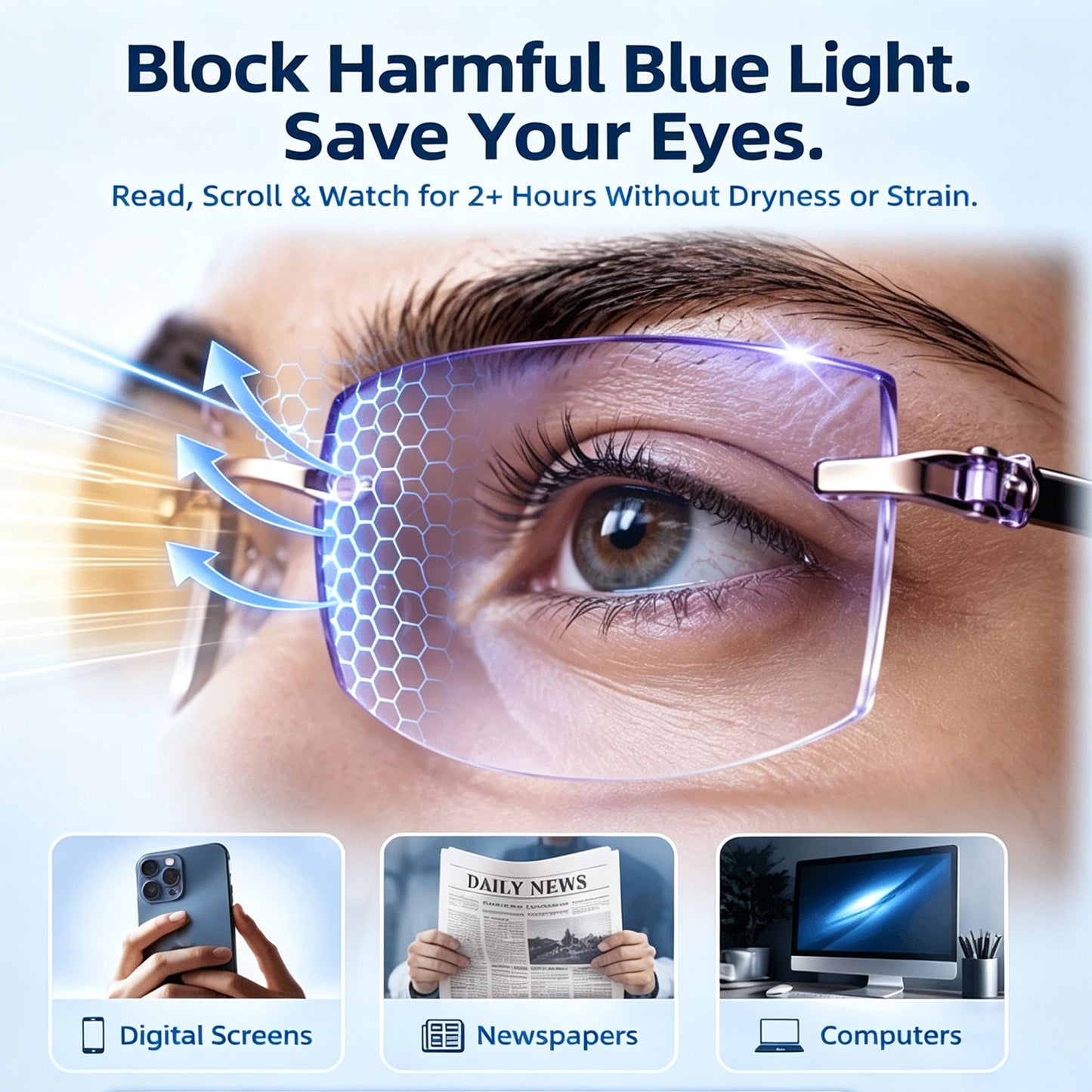 👓 Smart Zoom Diamond-Cut Reading Glasses