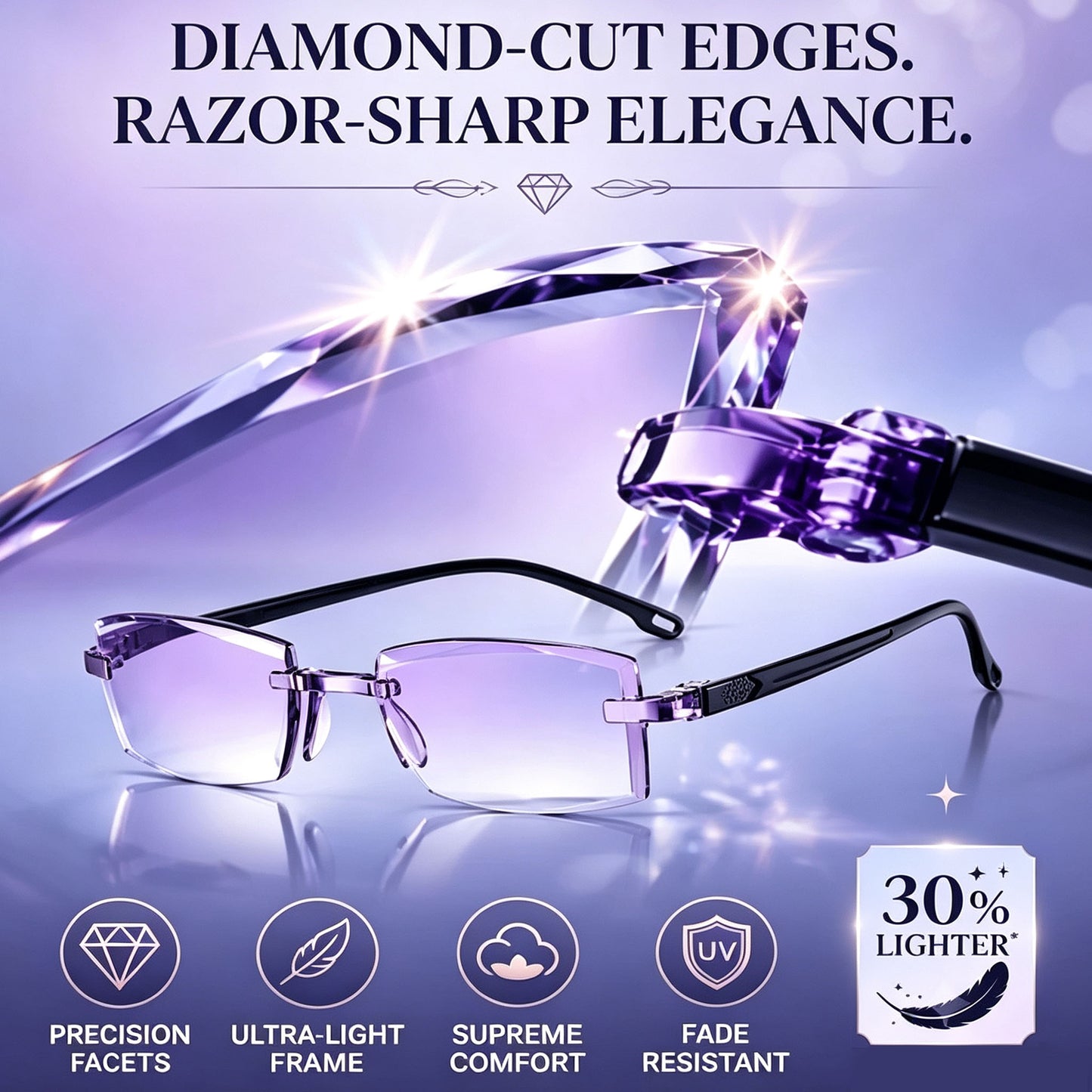 👓 Smart Zoom Diamond-Cut Reading Glasses
