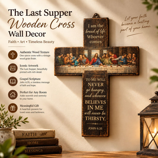 The Last Supper Vintage Wooden Cross Wall Decor