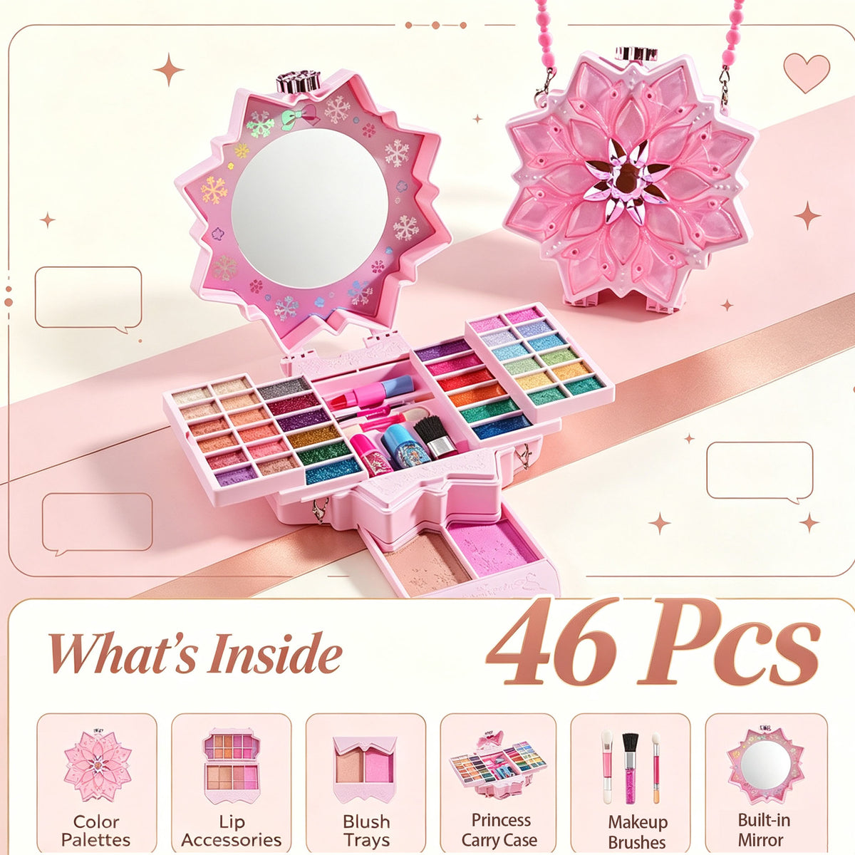 🎨 Little Princess Makeup Set – Washable Pretend Play Beauty Case for Kids