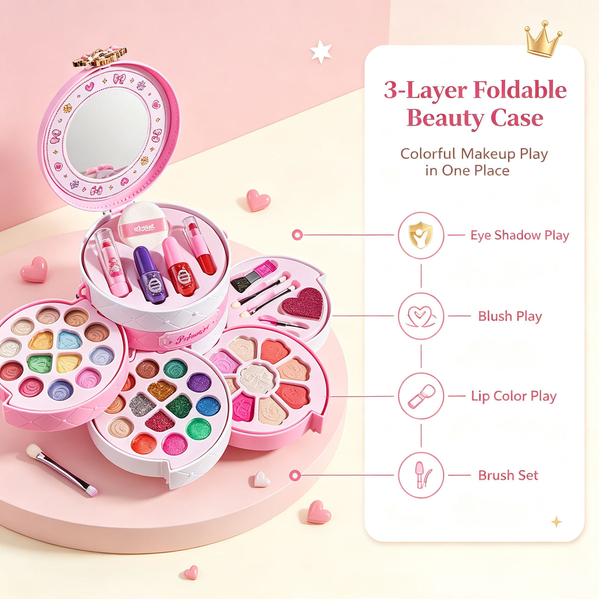 🎨 Little Princess Makeup Set – Washable Pretend Play Beauty Case for Kids