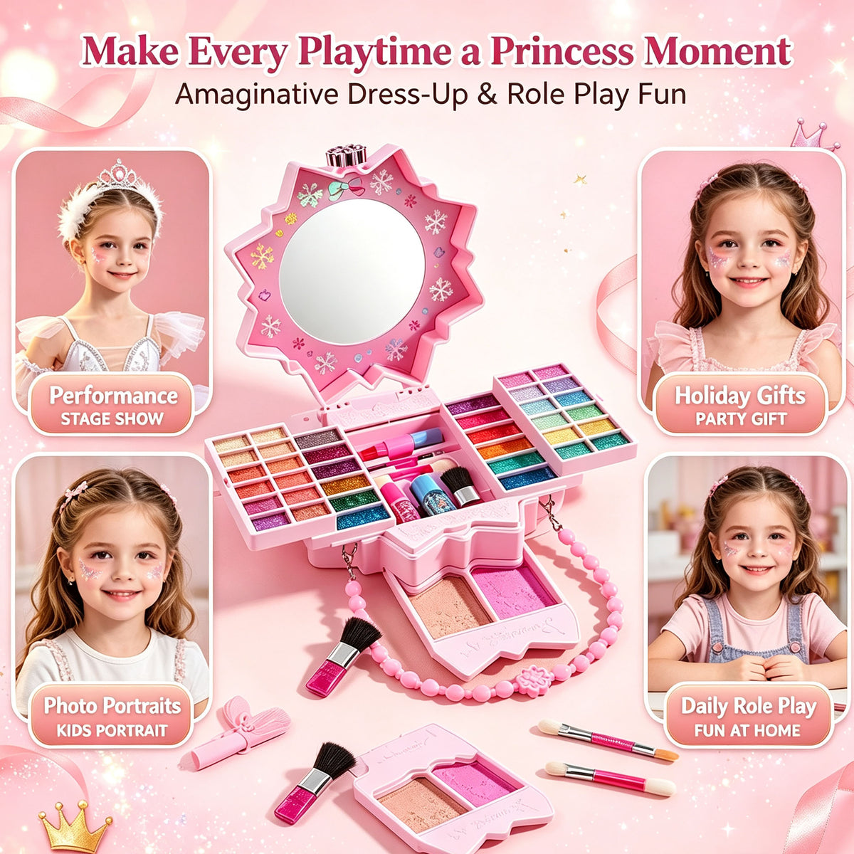 🎨 Little Princess Makeup Set – Washable Pretend Play Beauty Case for Kids
