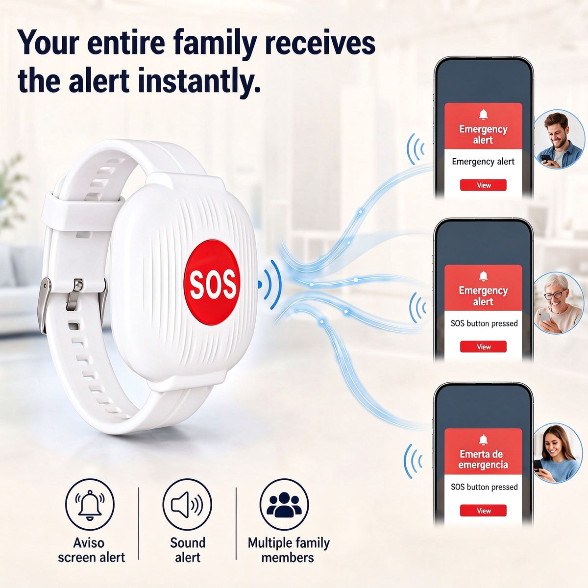 🚑 SOS Emergency Bracelet with Button for Seniors