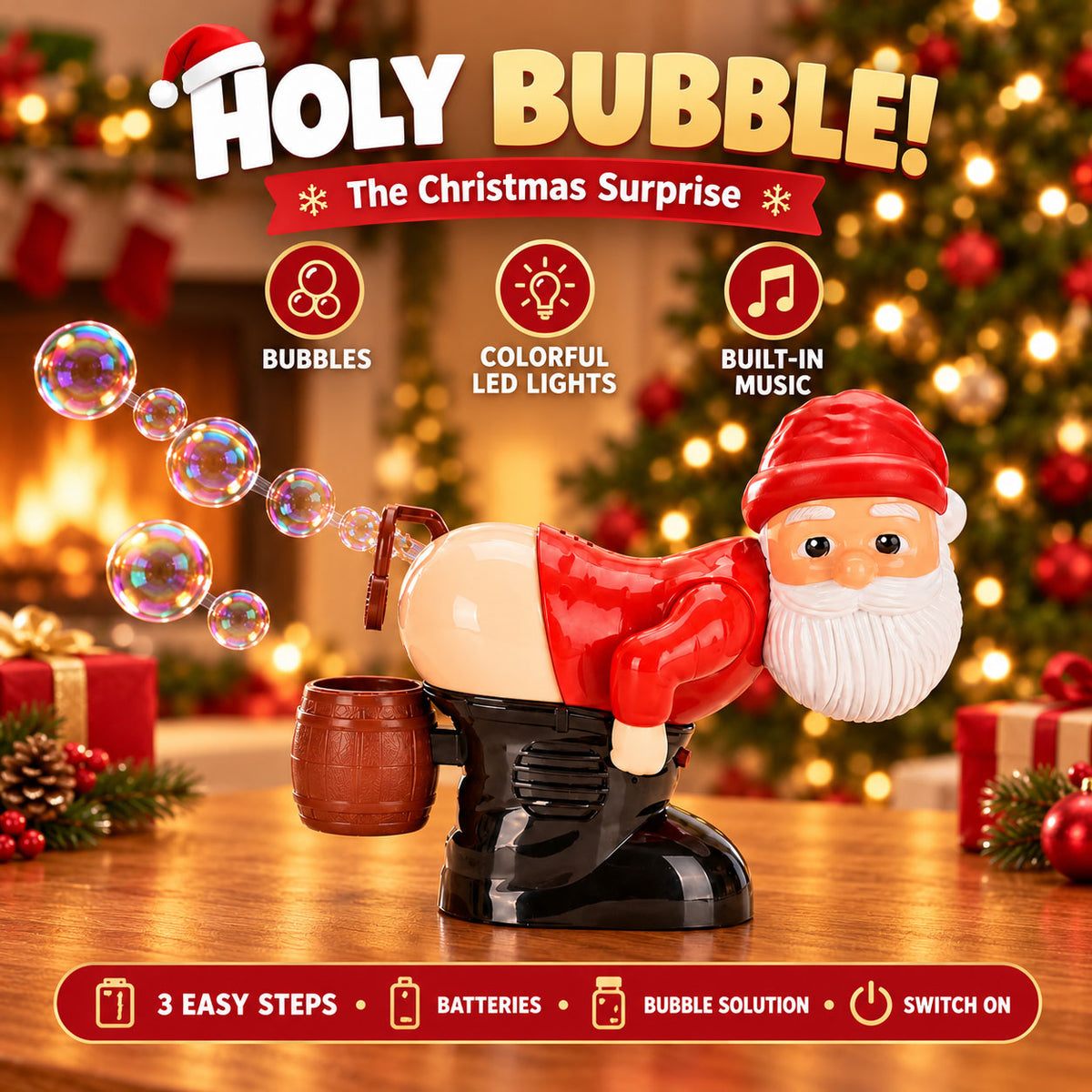 🎅Christmas Santa Claus Bubble Machine Toy – Automatic Bubble Blower for Kids
