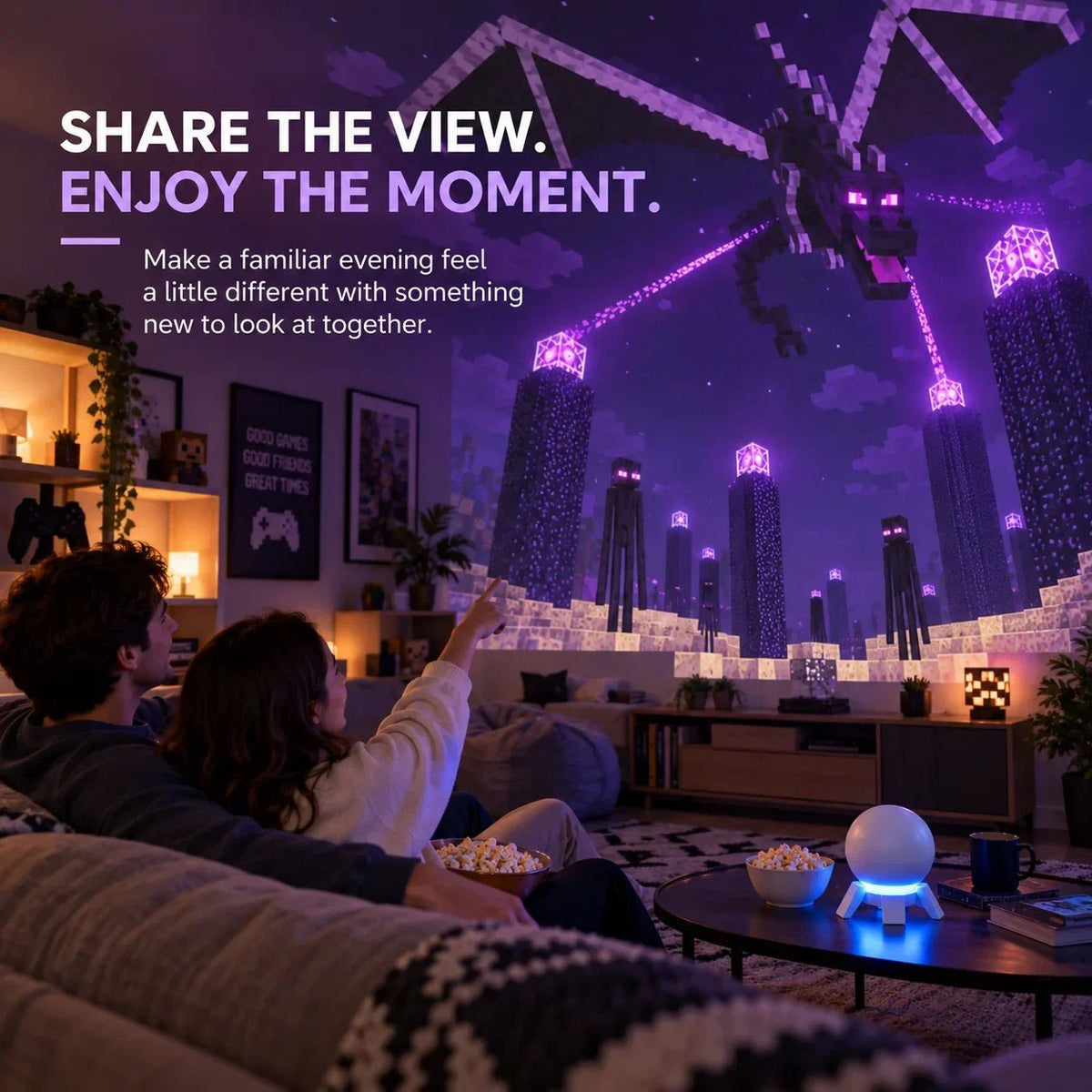 🎮 Pixel Fantasy Scene Projector – Ambient Decor for Gaming Rooms