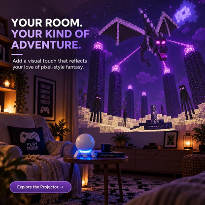🎮 Pixel Fantasy Scene Projector – Ambient Decor for Gaming Rooms