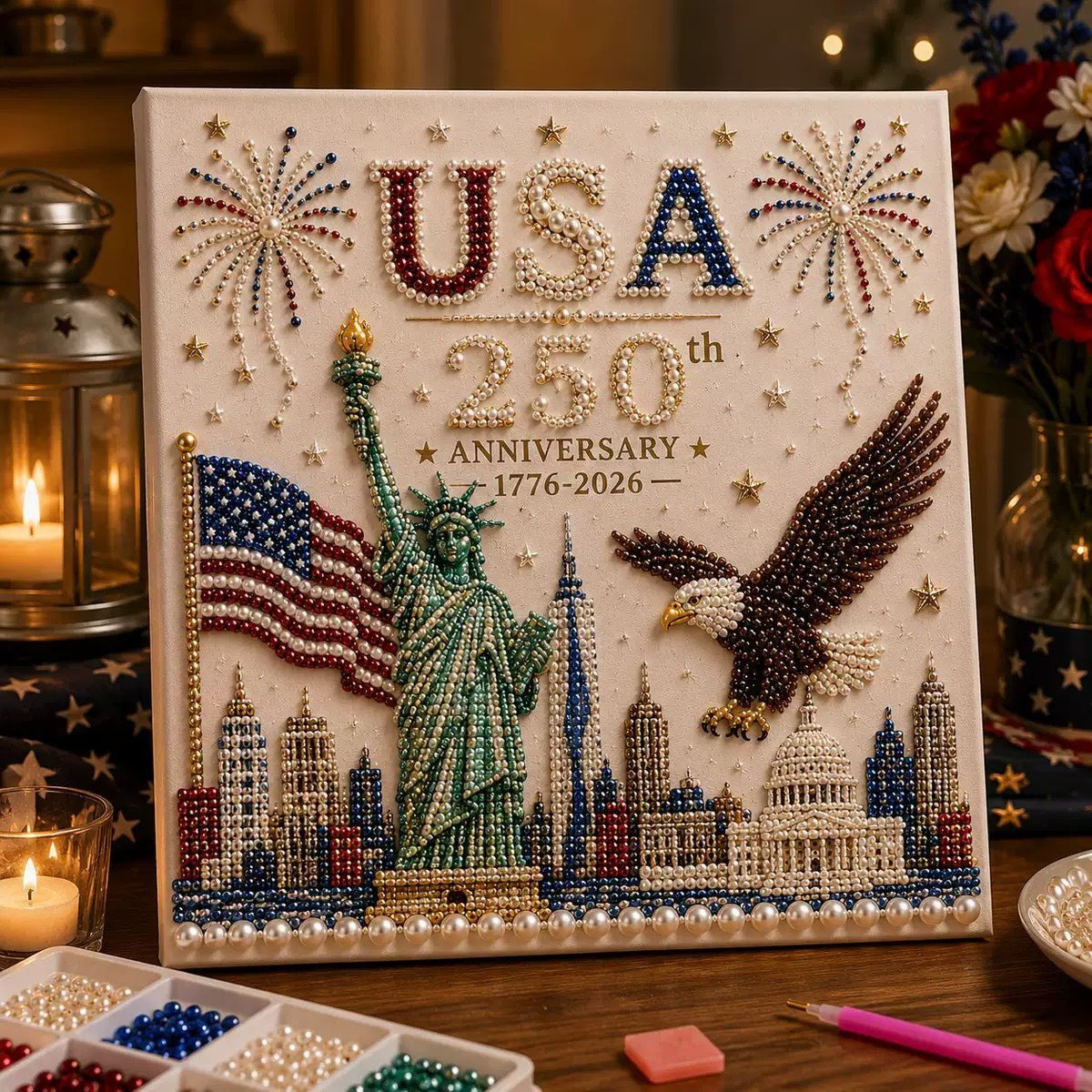 USA 250th Anniversary DIY Pearl Painting Art